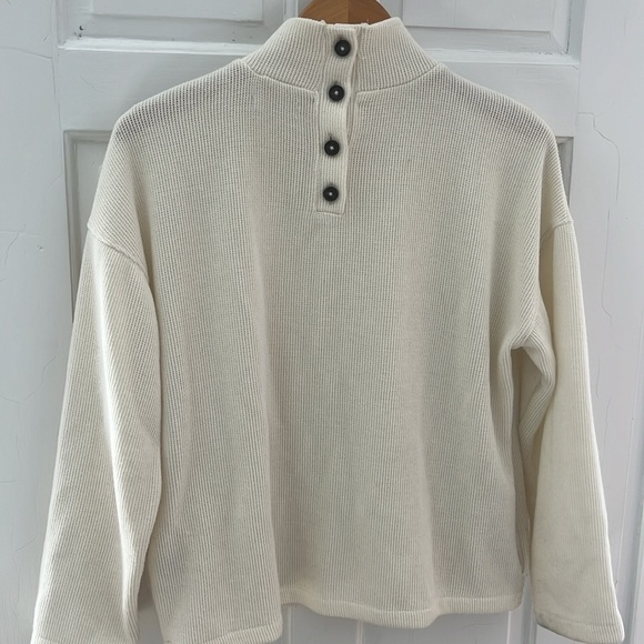 Madewell Mockneck button-back top in cream - Picture 6 of 8
